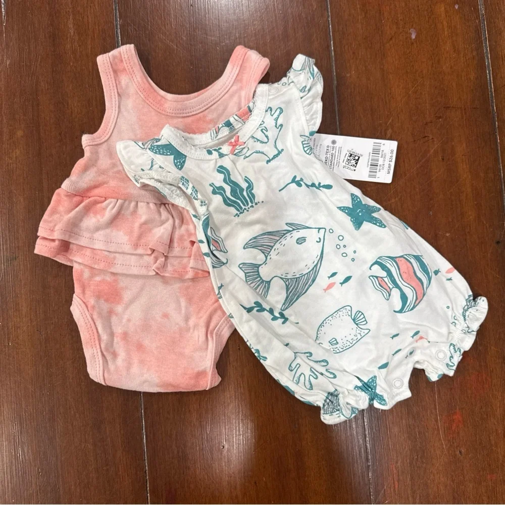 1 Preemie 3 Newborn 4 Piece Baby Girl Clothes Set  Carters And Little me. - Picture 2 of 10